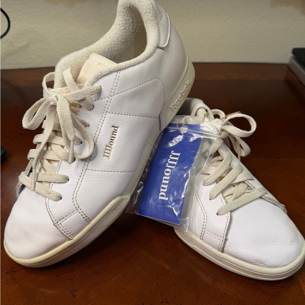 jjjound X Reebok White Leather Sneakers with Beige Laces